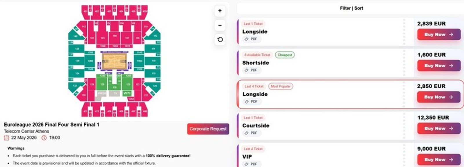 Οι τιμές των εισιτηρίων στη μαύρη αγορά.