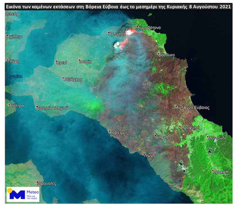 Το μέγεθος της καταστροφής στην Εύβοια από δορυφόρο