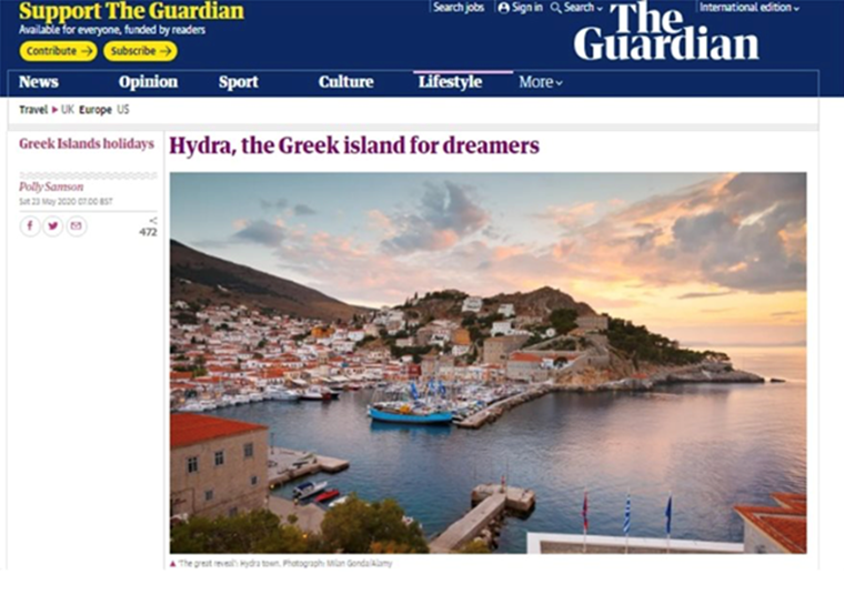 Ύδρα, το νησί των ονειροπόλων συμφωνα με την Guardian