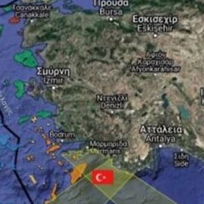 Ο χάρτης της γαλάζιας πατρίδας του Recep Tayyip Erdoğan