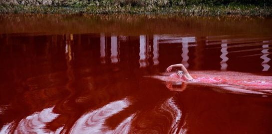 Μία λίμνη βάφτηκε κόκκινη στη Λιθουανία