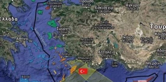 Ο χάρτης της γαλάζιας πατρίδας του Recep Tayyip Erdoğan