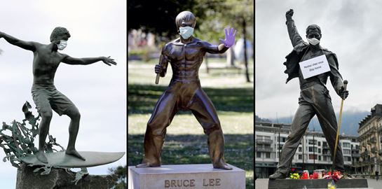 Διάσημα αγάλματα με μάσκα, οι φωτογραφίες