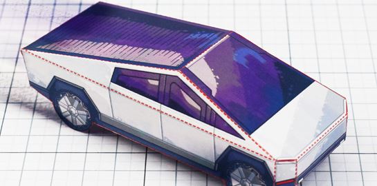 Ένα υπέροχο Tesla Cybertruck, φτιαγμένο από χαρτόνι