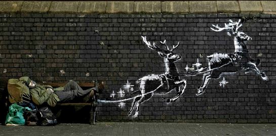 Το νέο γκράφιτι του Banksy για τα Χριστούγεννα