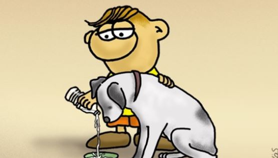 To εύστοχο σκίτσο του Αρκά για τα αδέσποτα τις ημέρες του καύσωνα