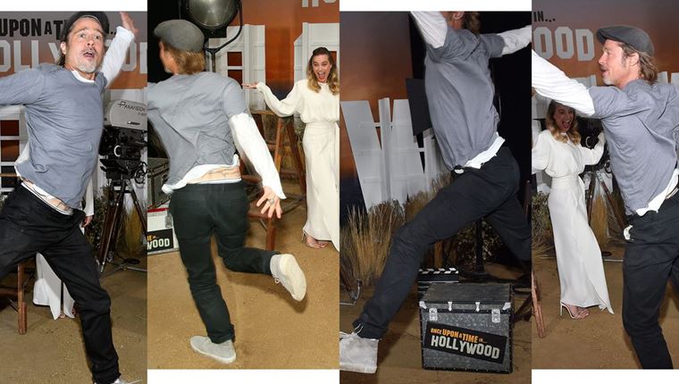 Ο Brad Pitt σε μεγάλα κέφια σε φωτογράφιση του Once Upon a Time in Hollywood