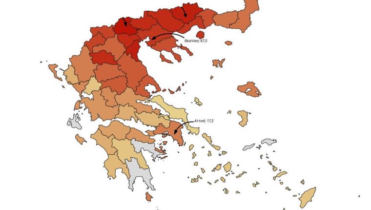 Ο διαδραστικός χάρτης με τη γεωγραφική κατανομή των θυμάτων κορονοϊού στην Ελλάδα